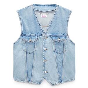 RARE BARBIE THE MOVIE Mattel X ZARA  Light Blue y2k Denim Vest size XL- NWT